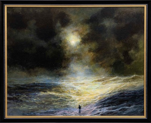 Living room painting by Dawid Figielek titled untitled (Lonely at Sea)