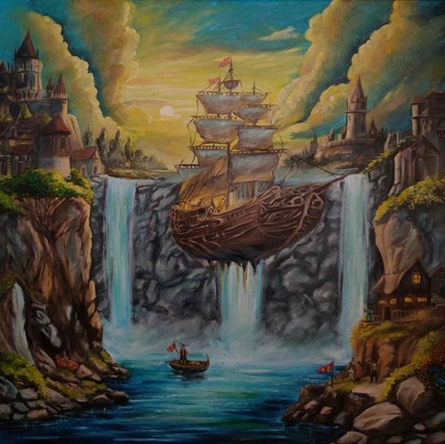 Living room painting by Kinga Zawidlak titled Farewell