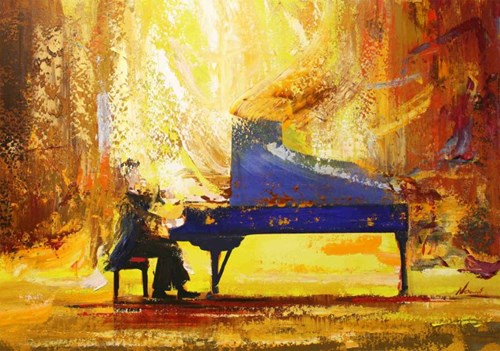 Obraz do salonu artysty Cyprian Nocoń pod tytułem Pianista
