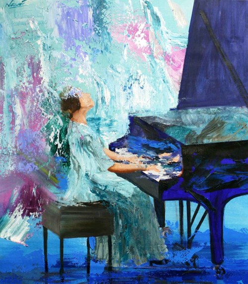 Obraz do salonu artysty Cyprian Nocoń pod tytułem Pianistka