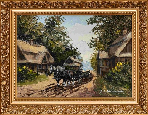 Living room painting by J.S. Niewiarowski titled Country Road