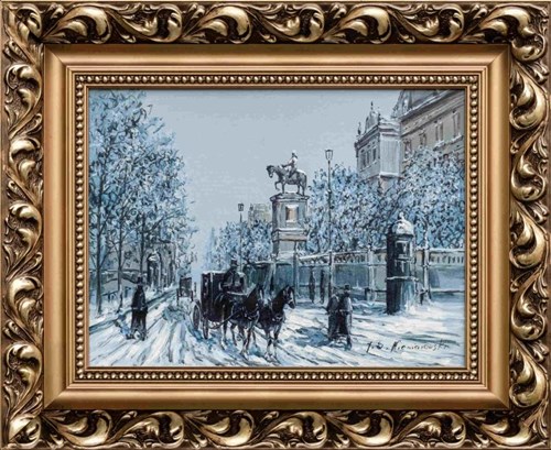 Living room painting by J.S. Niewiarowski titled Paris in winter