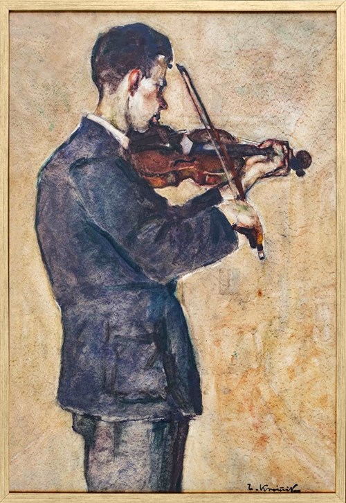Obraz do salonu artysty Zdzisław Kraśnik pod tytułem Portret skrzypka, II połowa XX w.