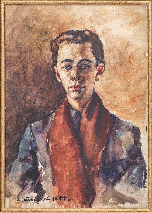 Living room painting by Zdzisław Kraśnik titled Portrait of a young man