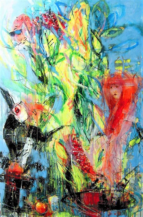 Obraz do salonu artysty Dariusz Grajek pod tytułem Adam i Ewa w raju