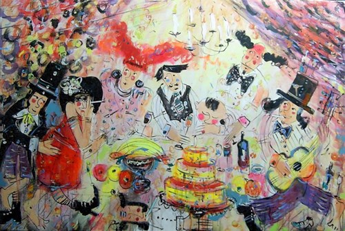 Living room painting by Dariusz Grajek titled After Party
