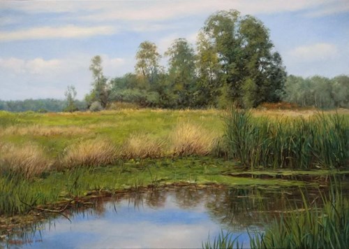 Living room painting by Wojciech Piekarski titled Summer by the Pond