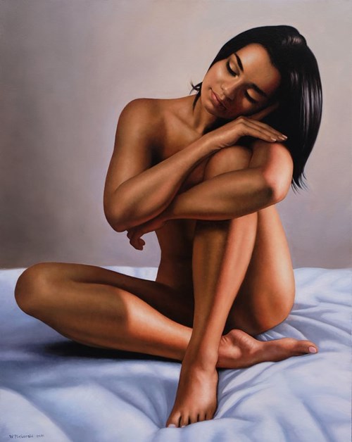 Living room painting by Wojciech Piekarski titled Nude