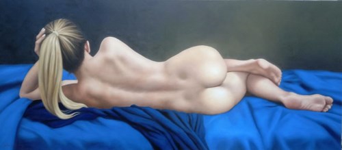 Living room painting by Wojciech Piekarski titled Parisian Blue