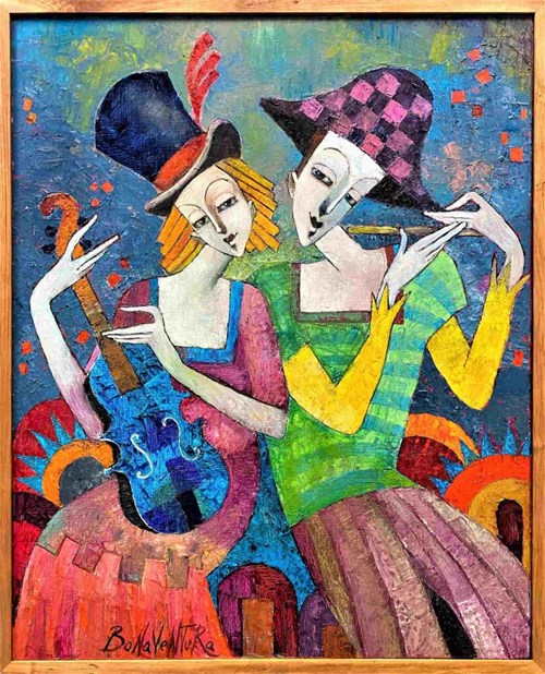 Living room painting by Jan Bonawentura Ostrowski titled Musicians