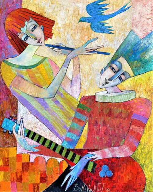 Living room painting by Jan Bonawentura Ostrowski titled Music Lovers