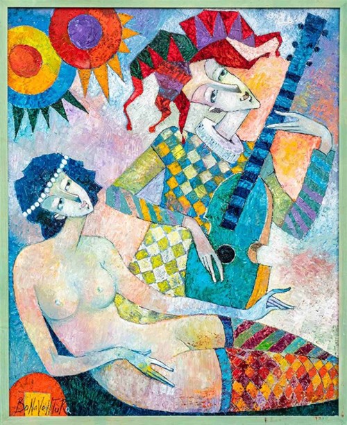 Living room painting by Jan Bonawentura Ostrowski titled Odalisque and Fool
