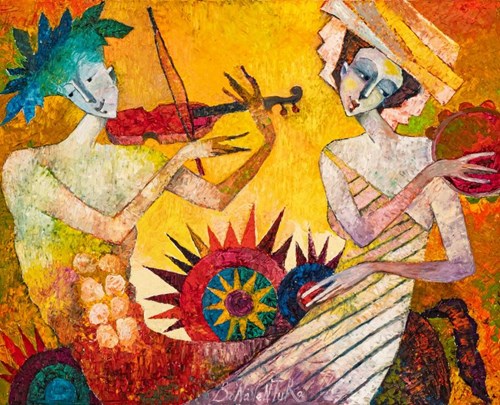 Living room painting by Jan Bonawentura Ostrowski titled Autumn Recital