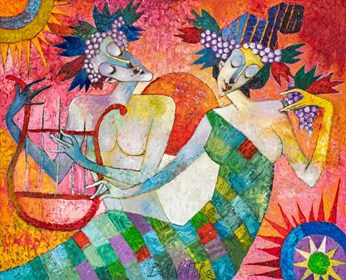 Living room  by Jan Bonawentura Ostrowski titled Fiery Musician