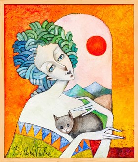 Lady with a Gray Cat