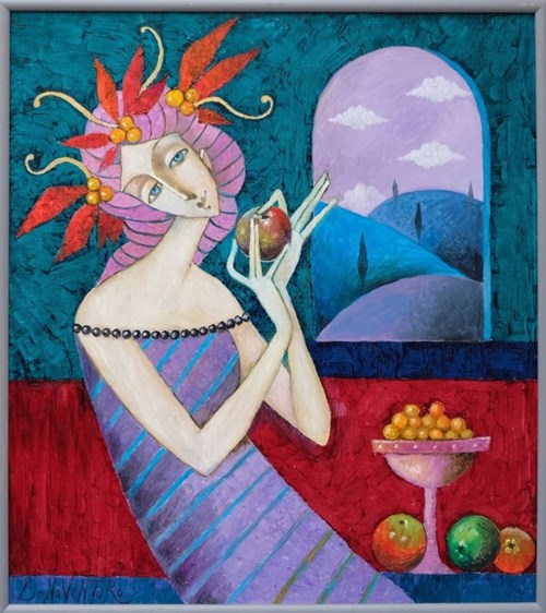 Obraz do salonu artysty Jan Bonawentura Ostrowski pod tytułem Dziewczyna z jabłkiem