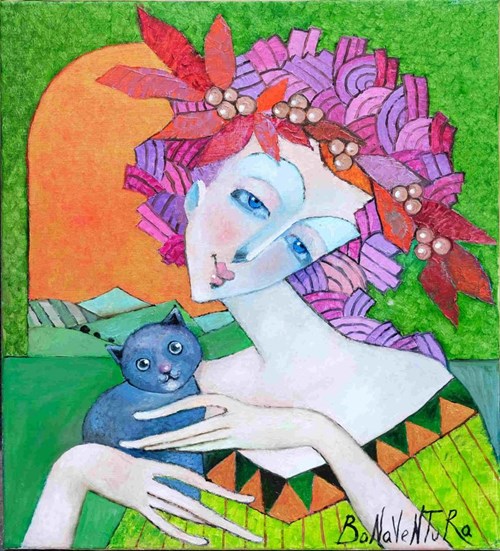 Obraz do salonu artysty Jan Bonawentura Ostrowski pod tytułem Dama z kotkiem