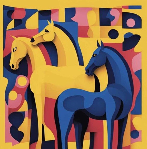 Living room painting by Grupa Three Art titled Horse Trio