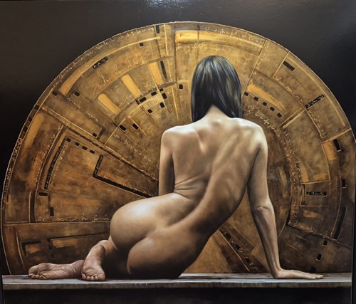 Living room painting by Danilo Ricciardi titled The Door of Time