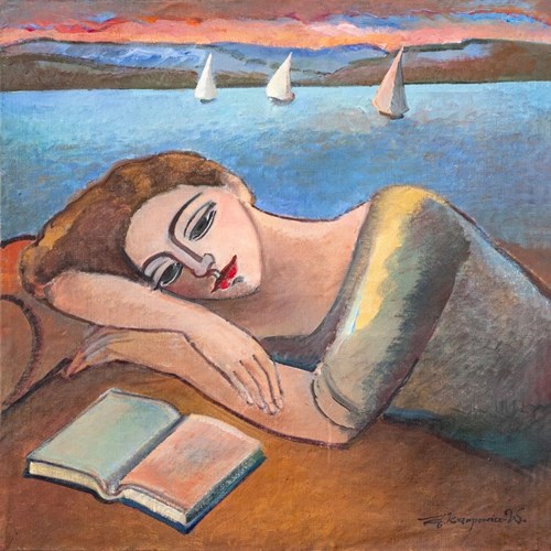 Living room painting by Anna Karpowicz-Westner titled Pillow for the Sleeper