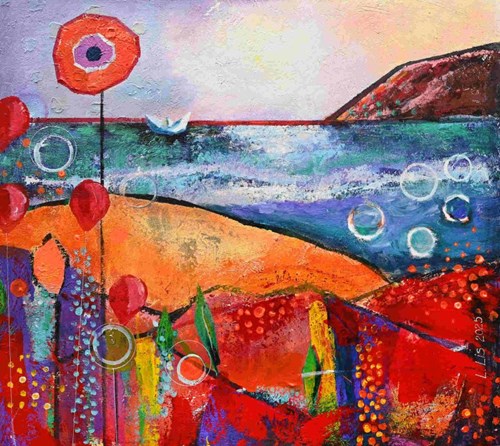 Living room painting by Laura Lis titled Sunny Summer