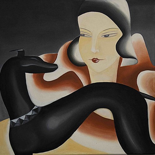 Living room painting by Agnieszka Łakoma titled Metropolis - Orient Express IX
