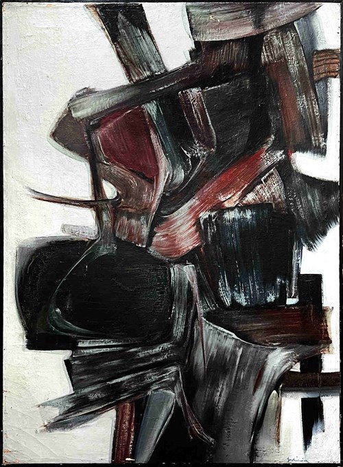 Living room painting by Zdzisław Jurkiewicz titled Decay VIII