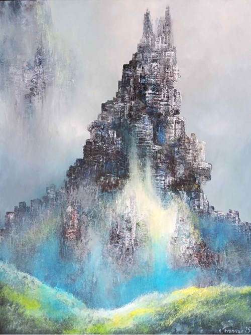 Living room painting by Andrzej Fronczak titled On the Blue Hill