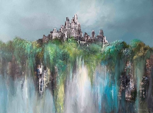 Living room painting by Andrzej Fronczak titled On the Escarpment