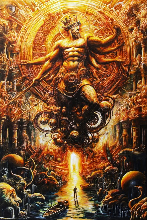Living room painting by J. Aurelia Sikiewicz-Wojtaszek titled Guardian of Destiny