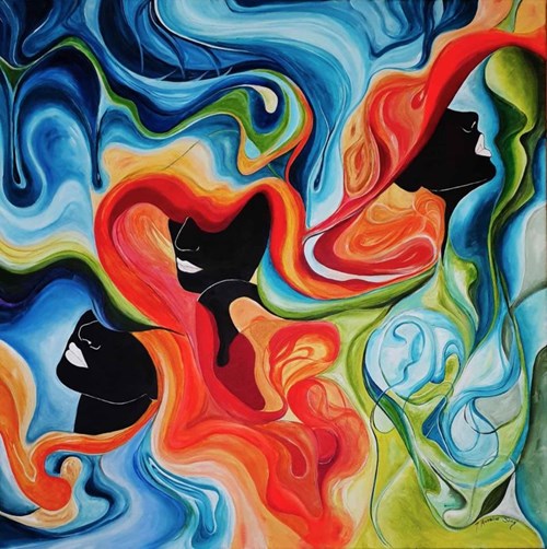 Living room painting by J. Aurelia Sikiewicz-Wojtaszek titled Color of the Elements