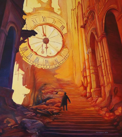 Living room painting by Piotr Horodyński titled Time found