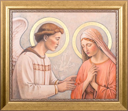 Living room painting by Agnieszka Korczak titled Annunciation IV