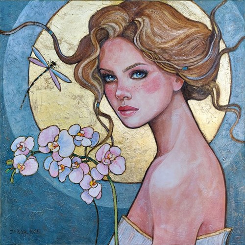 Living room painting by Joanna Misztal titled Orchid