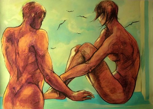 Living room painting by Aleksandra Wiszniewska titled Under a Green Sky