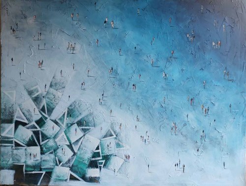 Obraz do salonu artysty Filip Łoziński pod tytułem Kompozycja wdzierająca się w siedemdziesiąt osiem osób