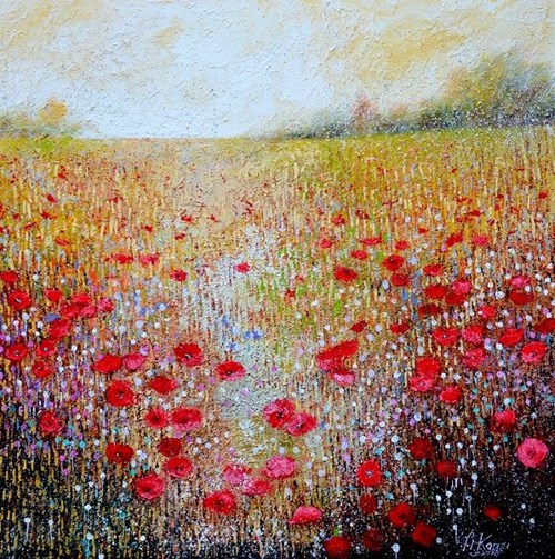 Living room painting by Alicja Kappa titled Through the meadow