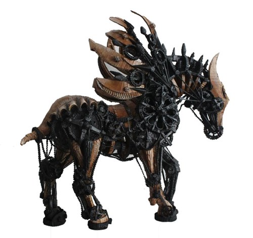 Living room sculpture by Kamila Karst titled Black Pegasus