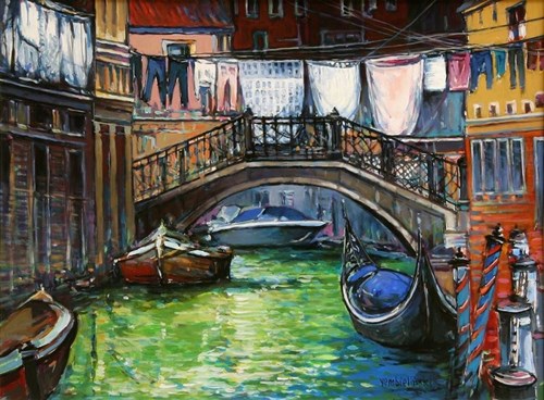 Living room painting by Piotr Rembieliński titled Venice III