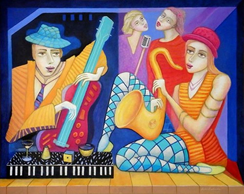 Obraz do salonu artysty Bohdan Wincenty Łoboda pod tytułem Jazz - sax - bass