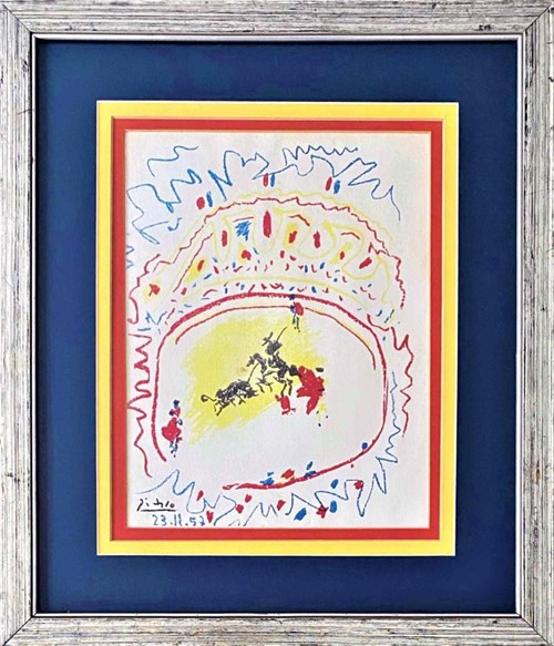 Grafika do salonu artysty Pablo Picasso pod tytułem Corrida ze zbioru Homage to Picasso. Special Issue of the XXe Siècle Review, wyd. G. di San Lazzaro