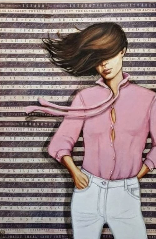 Obraz do salonu artysty Renata Magda pod tytułem Pink Shirt