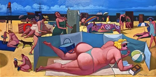 Living room painting by Jacek Pałucha titled Beach in Jastarnia