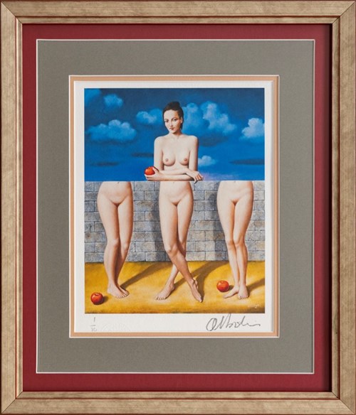 Living room print by Rafał Olbiński titled One and three Women (1 of the 20)
