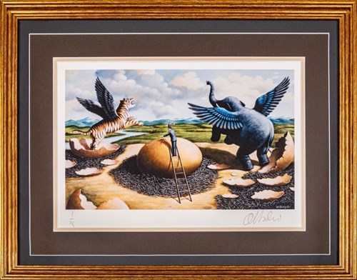 Living room print by Rafał Olbiński titled Biology Lesson I of XX