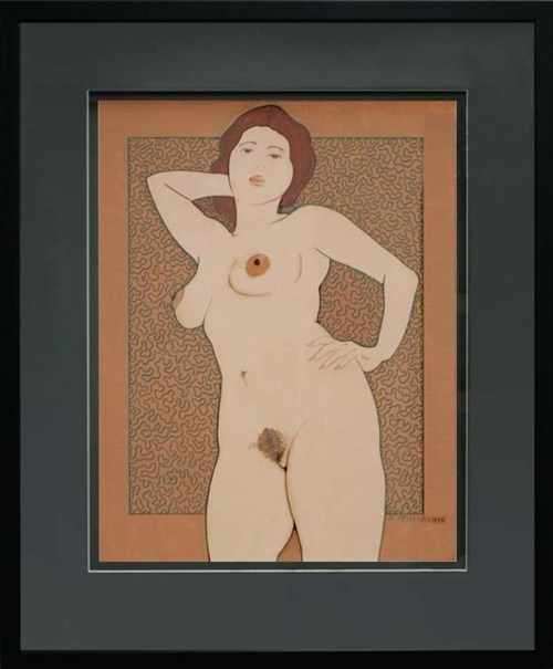 Living room painting by Henryk Płóciennik titled Nude with Afterimages by Władysław Strzemiński