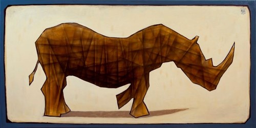 Obraz do salonu artysty Grzegorz Klimek pod tytułem Posąg wędrującego nosorożca
