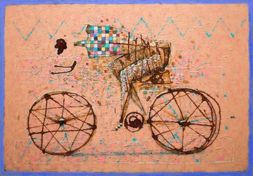 Living room painting by Grzegorz Klimek titled Cyclist