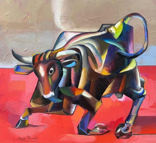 Living room painting by David Pataraia titled Bull XI