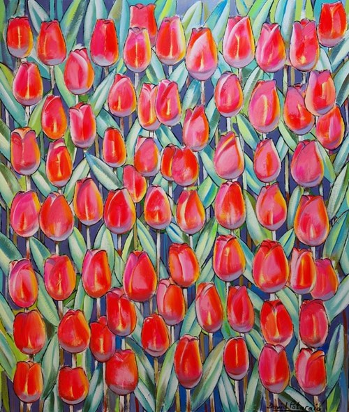 Living room painting by David Pataraia titled Tulips